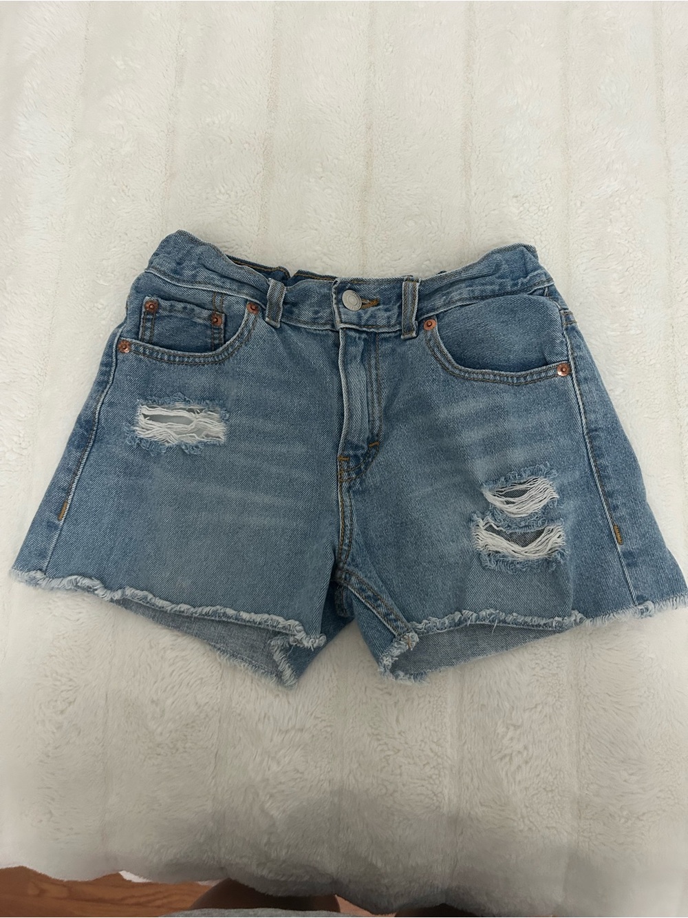 Levi's Light Blue Distressed Jean Shorts